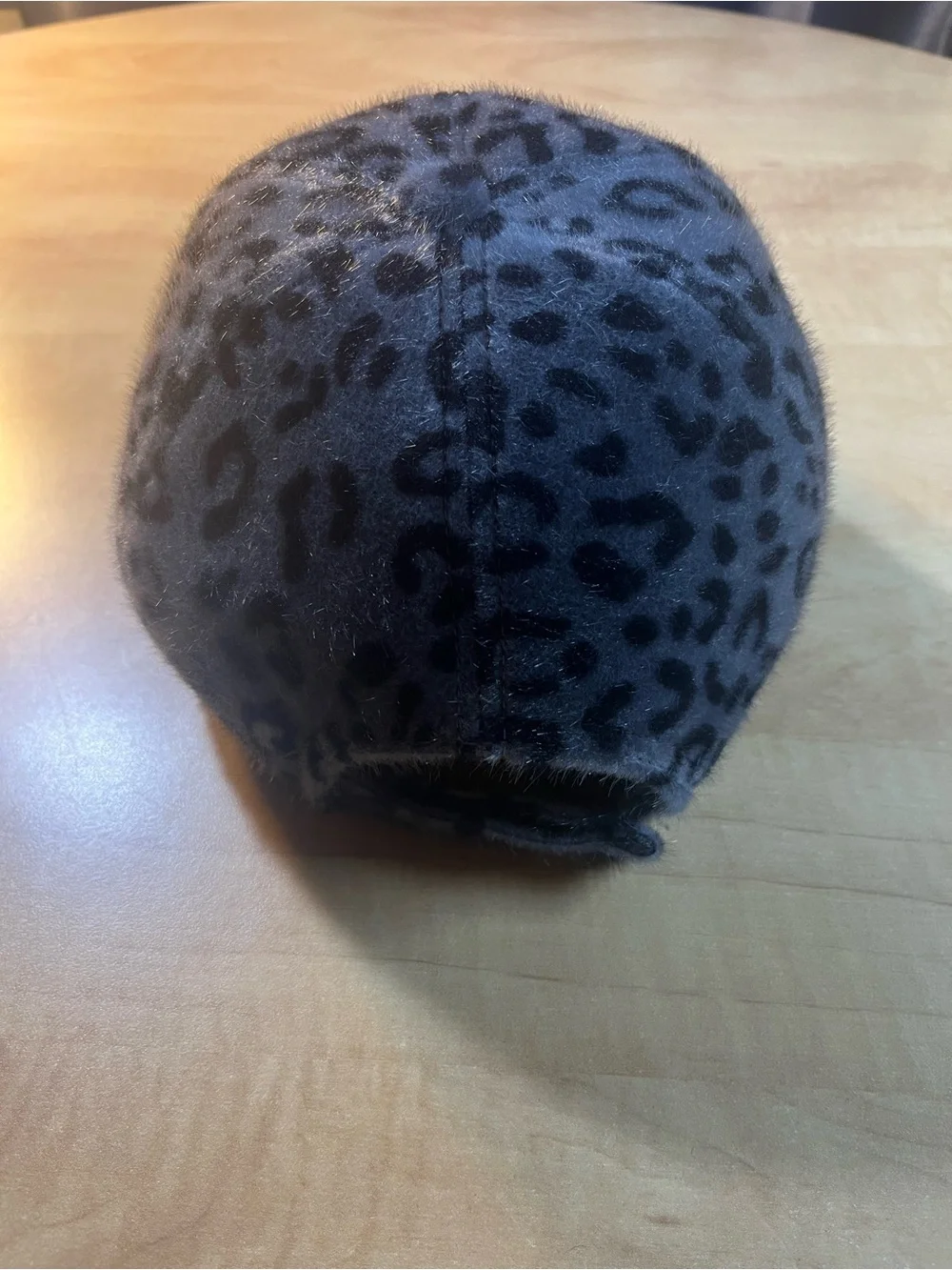 Faux Fur Leopard Print Baseball Cap - Gray and black NWOT